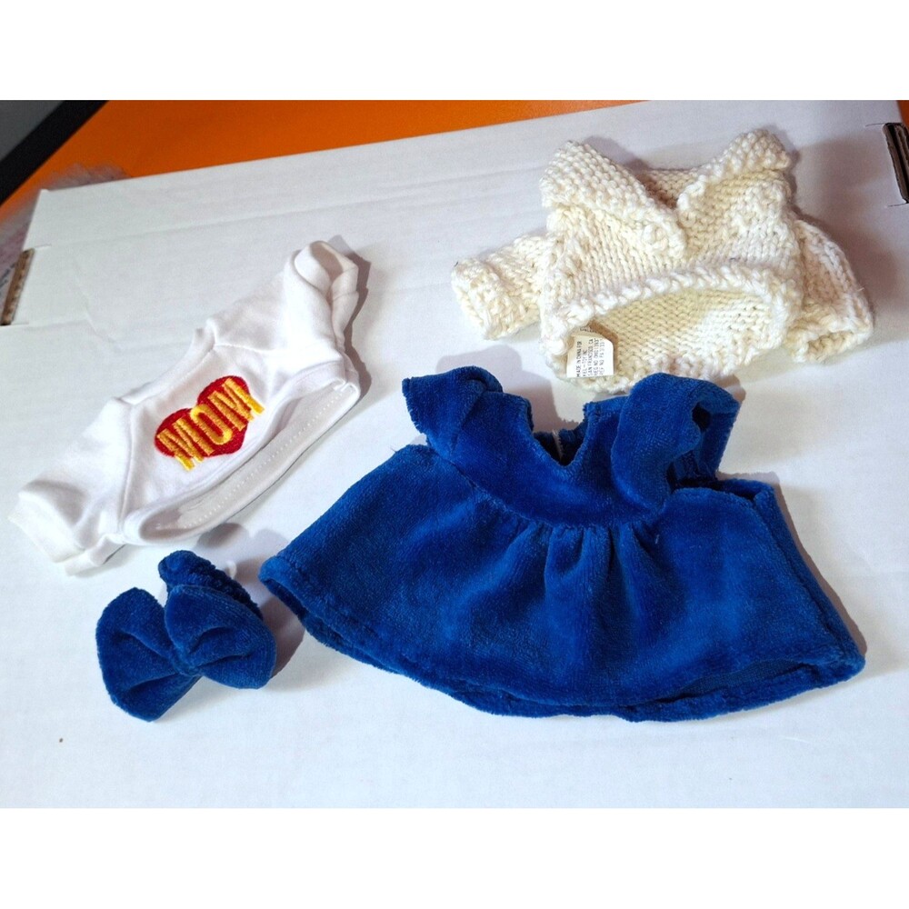 Vtg Unipak Plush Bear Doll Clothes Lot 4pc Fits 6" - 8" Bear Dress Sweater Shirt